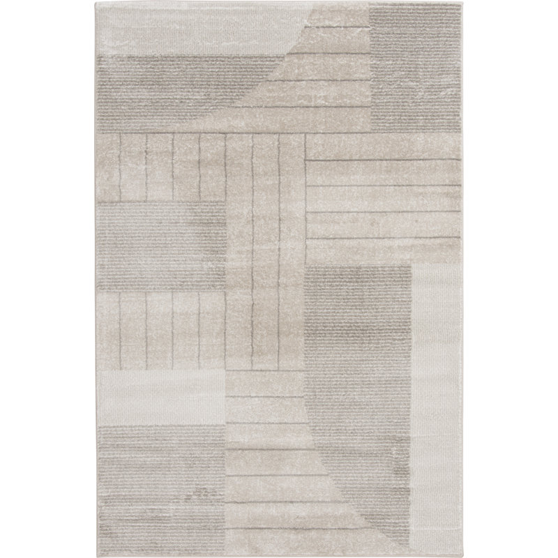 Tapis beige / taupe en polypropylène Bungalow Bungalow, Rectangle 4 pi 11,1 po x 7 pi 6,6 po