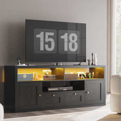 Meuble télé 57 po avec éclairage à DEL et station de charge USB, compatible avec les téléviseurs de 65 po ou moins