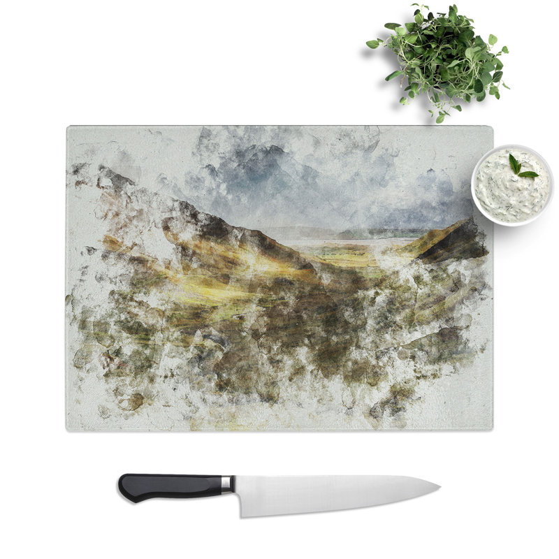 Glangesh Pass in Ireland Watercolour Chopping Board, 0.4cm H x 20cm W x 28.5cm L