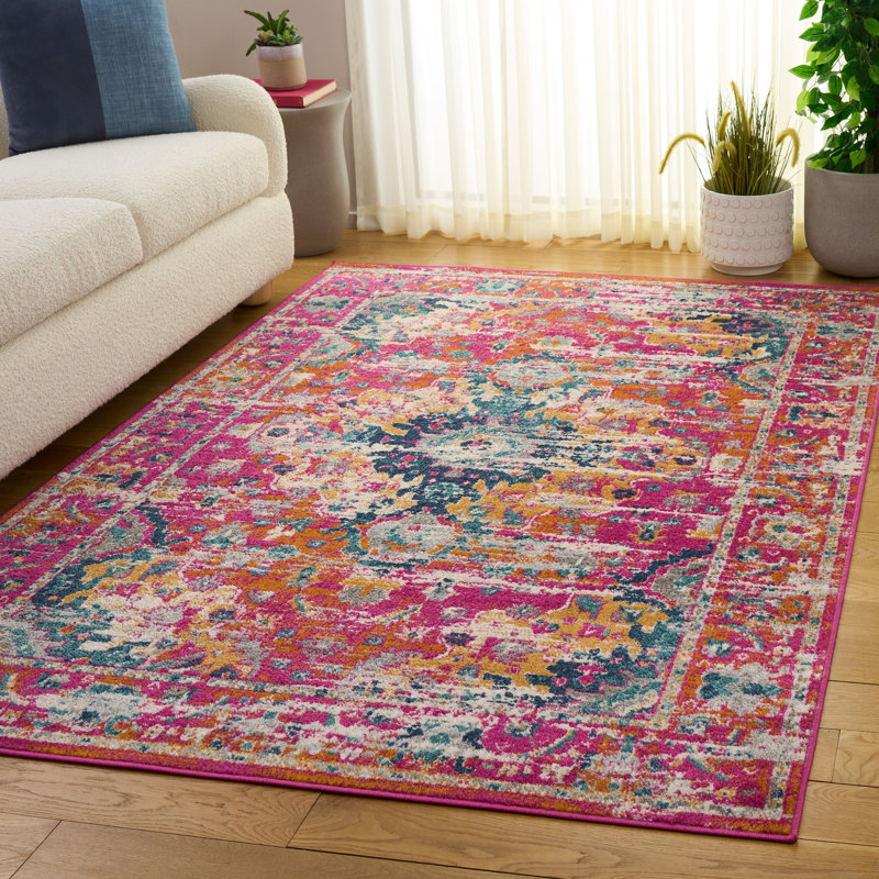 Tapis Felty 154 fuchsia / doré, Rectangle 5 pi 3 po x 7 pi 6 po