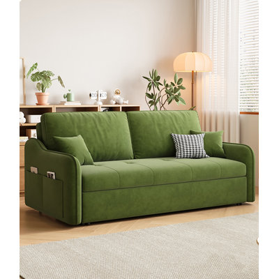 Canapé inclinable moderne en velours pour bébé et acier au carbone vert pour chambre et salon