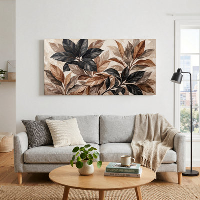 Ensemble de 1 tableau sur toile à motif de feuilles