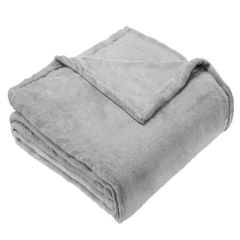 Couverture et jeté en velours chaud et moelleux - Literie, Gris, Jeté
