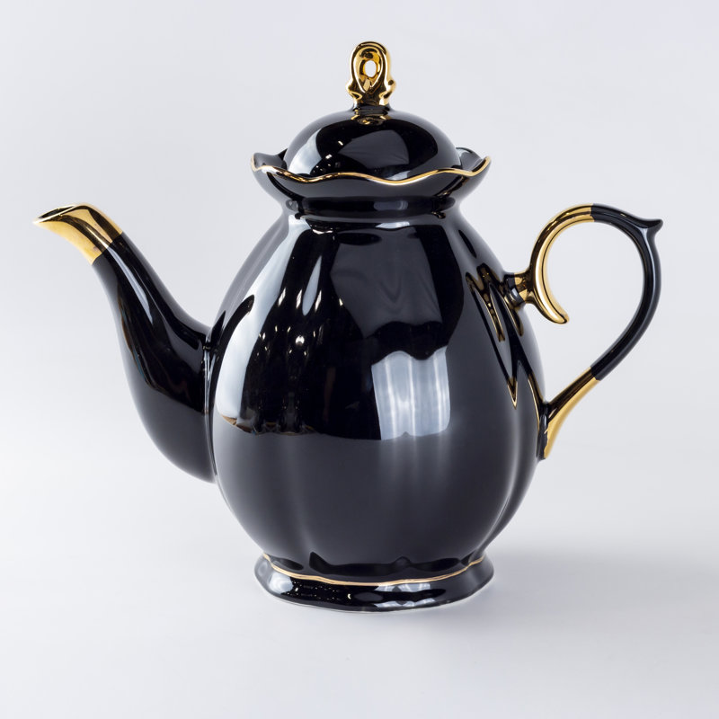 Grace's Tea Ware 39oz. Teapot, Black/Gold