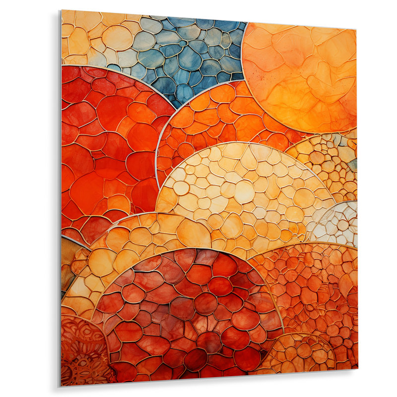 Carreaux marocains élégants orange et jaune 1 - décoration murale mosaïque bohème en métal, H 40 po x l 30 po x P 1,5 po