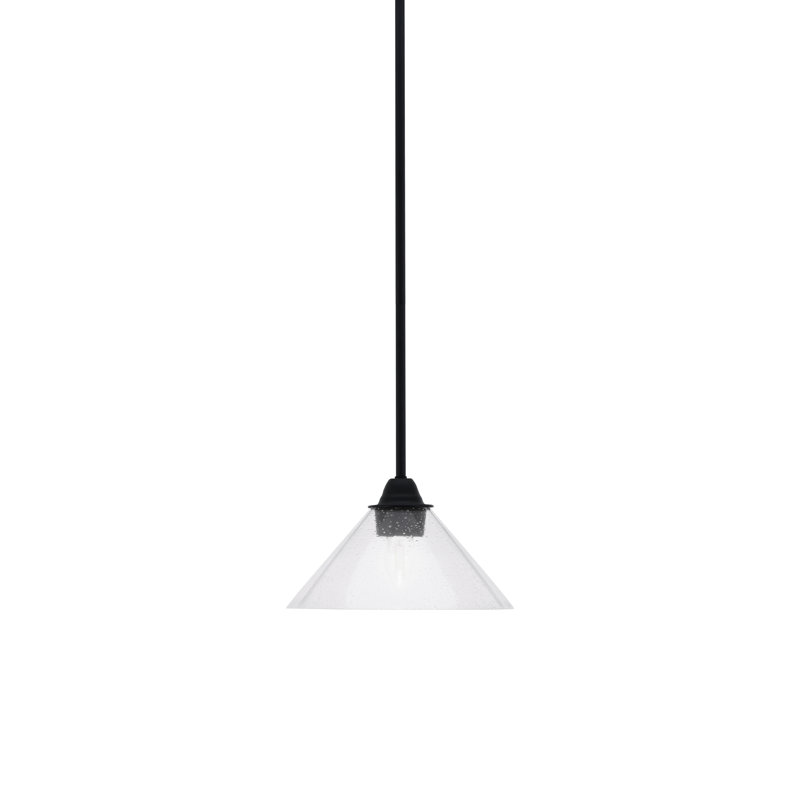 Luminaire suspendu Paramount avec fini noir mat et verre transparent de 10 po