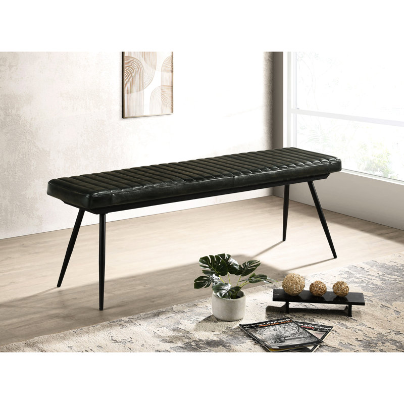 Bench With Firm Foam Cushion, Black Metal Legs For Support Cushion Bench, Components, Enhances Functionality