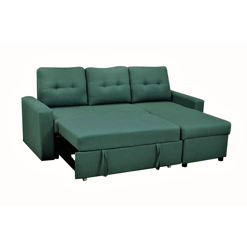 L-Shaped Sectional , Versatile Sleeper For Small Spaces, 3 Stylish Sectional, Bed Living Area, Teal Polyester