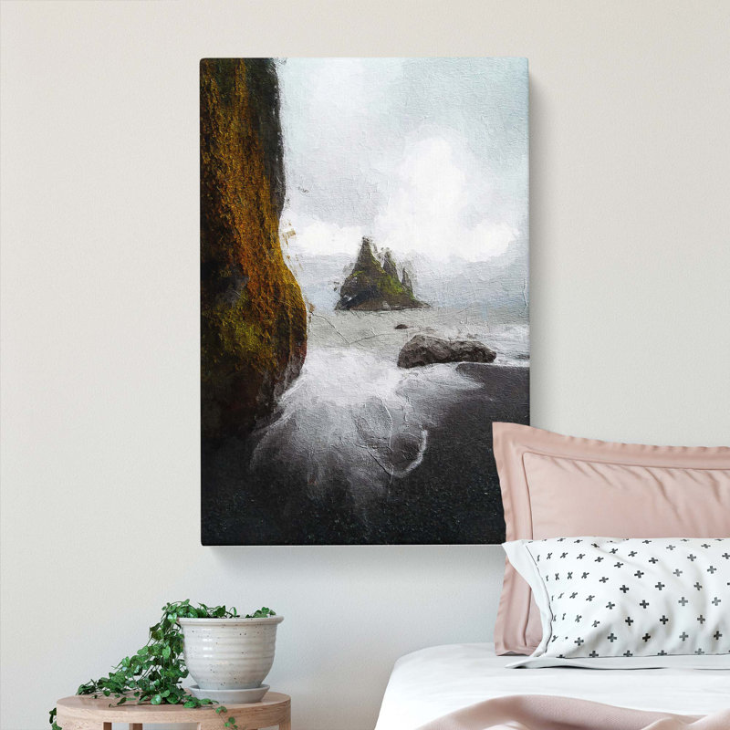 Ocean View from Black Sand Beach Iceland - Wrapped Canvas, 50cm H x 35cm W x 3cm D