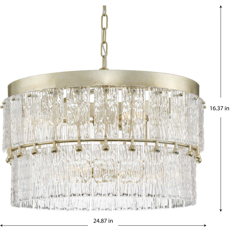Chevall Gilded Silver 6-Light Tiered Chandelier with Artisanal Glass
