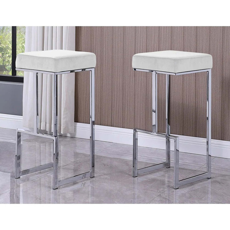 Modern Velvet Bar Stool Set
