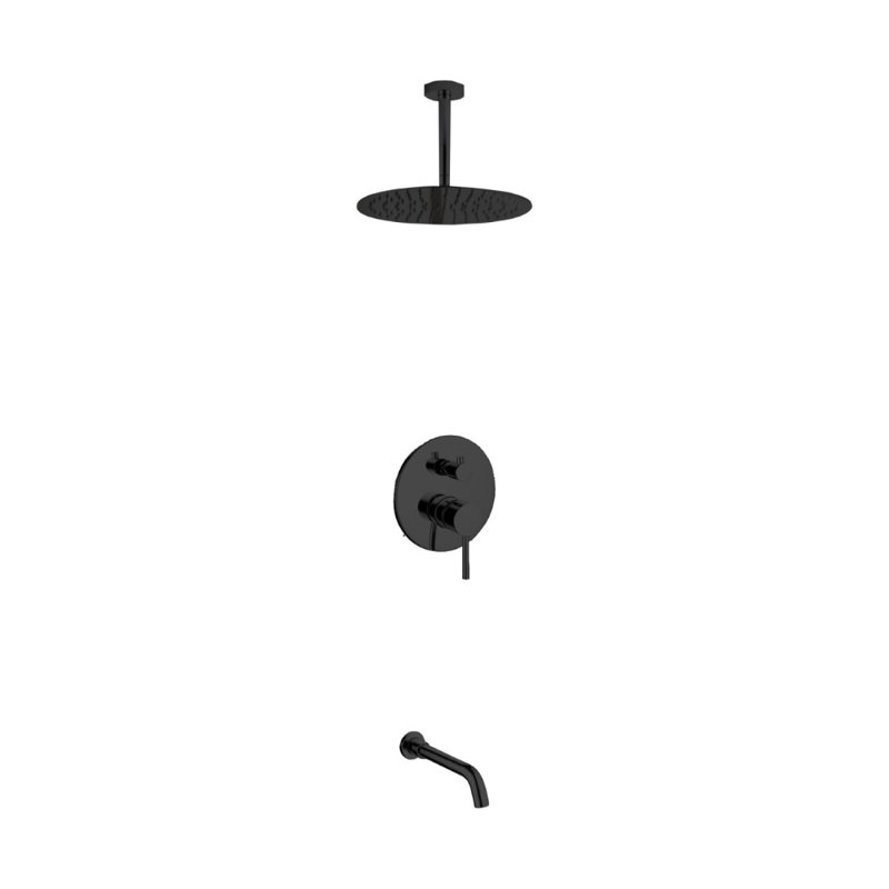 Système de douche à pression équilibrée avec valve brute Aqua Rondo, Noir
