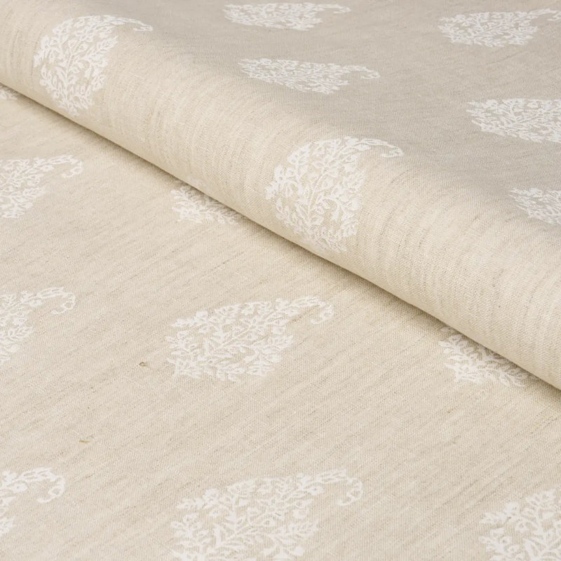 Tissu à motif cachemire Kerala, Blanc sur neutre