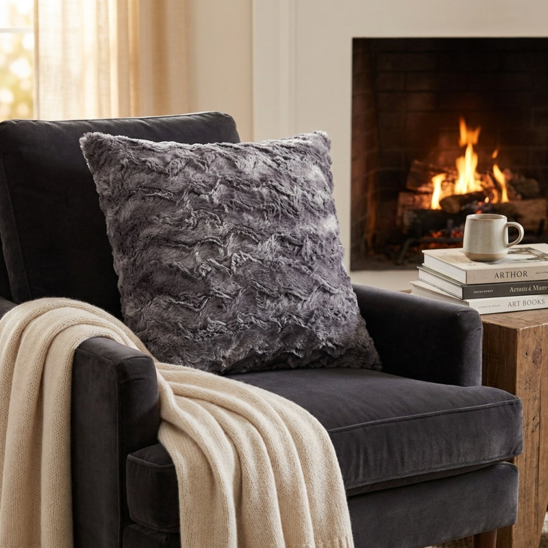 Brandy Grey Fox Animal Print Reversible Throw Pillow, 20" x 26"