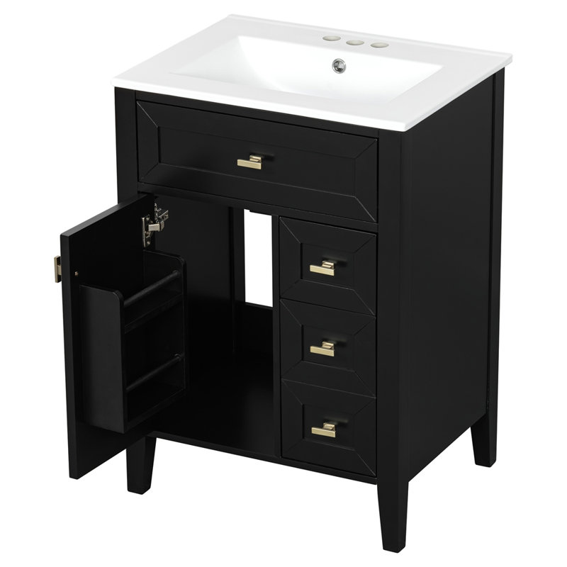Meuble-lavabo 24 po avec lavabo, Noir
