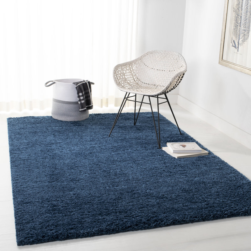 Peake Solid Colour Area Rug, Rectangle 160 x 229 cm, Navy