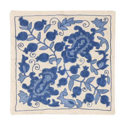 Oreiller traditionnel. Housse de coussin en soie brodée Suzani. Coussin décoratif en dentelle. 17 x 17 po