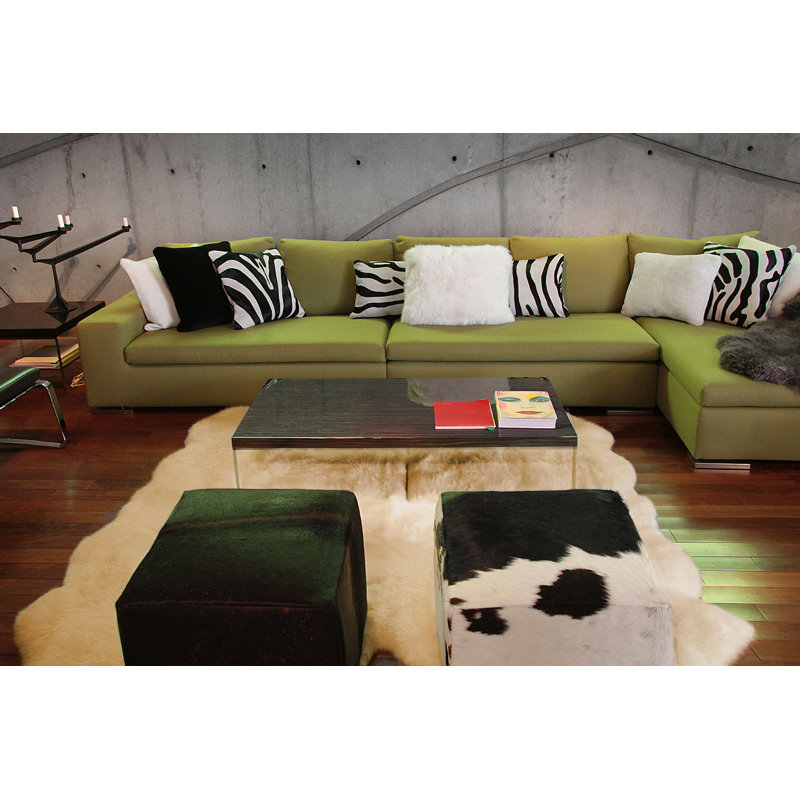 Tapis doré en peau de mouton fabriqué à la main 7 pi x 6 pi Munsey