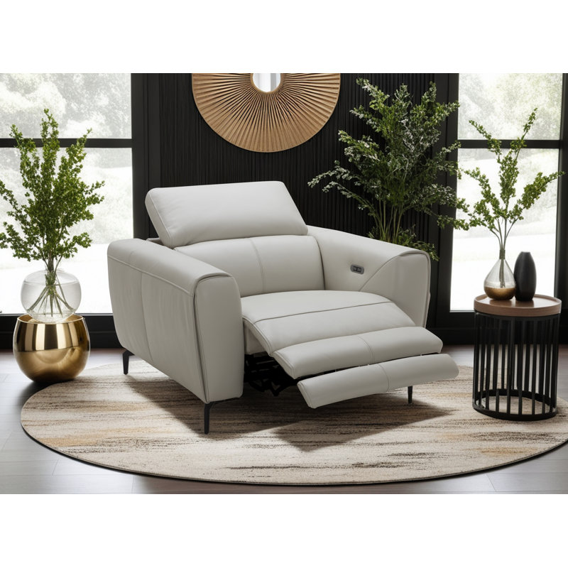 Milan Upholstered Power Recliner, Light Grey