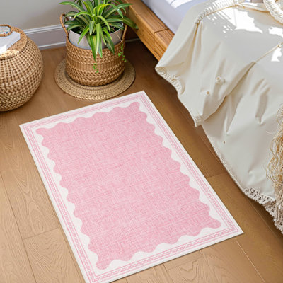 Tapis festonné moderne lavable à la machine avec envers antidérapant, tapis décoratif à poils courts résistant aux taches, tapis d'intérieur contemporain pour salon, chambre à coucher, bureau