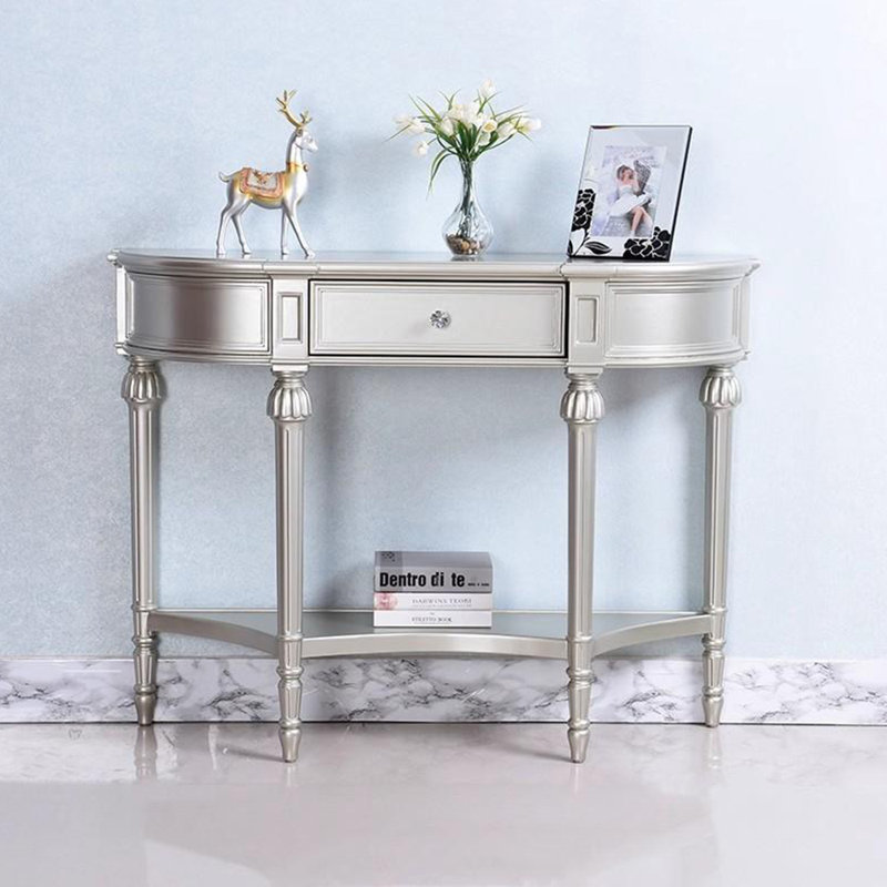 Console américaine en bois de haute qualité, Argent argent, H 34,6 po x l 47,2 po x P 14,9 po