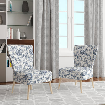 Chaise rembourrée Country Farmhouse - Chaise d'appoint bleue Country Toile