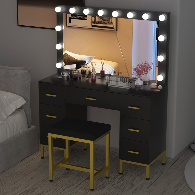 Lomnick Large Makeup Vanity, Black