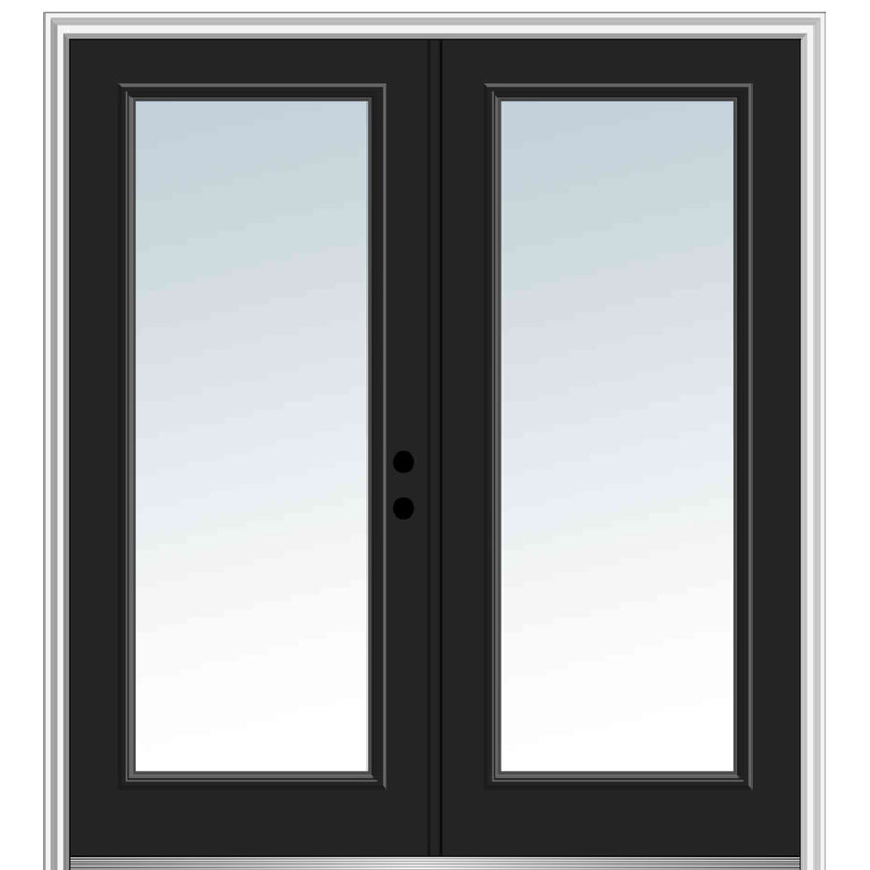 Portes d'entrée avant en fibre de verre apprêtée, Noir, noir, noir, noir, H 80 po x l 72 po x P 1,75 po