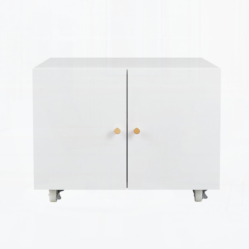 Metal Printer Stand with Storage Mobile Printer Tables for Small Spaces with Door Adjustable Shelf File Cabinet on Wheels for Home Office