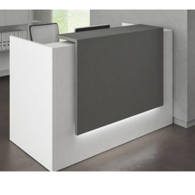 Davinci 53" Modern Reception Desk, Multifunctional Transaction Counter Top, Laminate Desktop, White/Gray