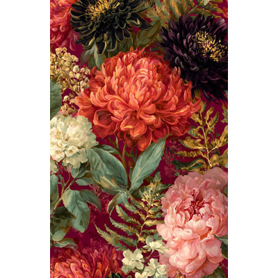 Papier peint floral, décoration murale traditionnelle rétro