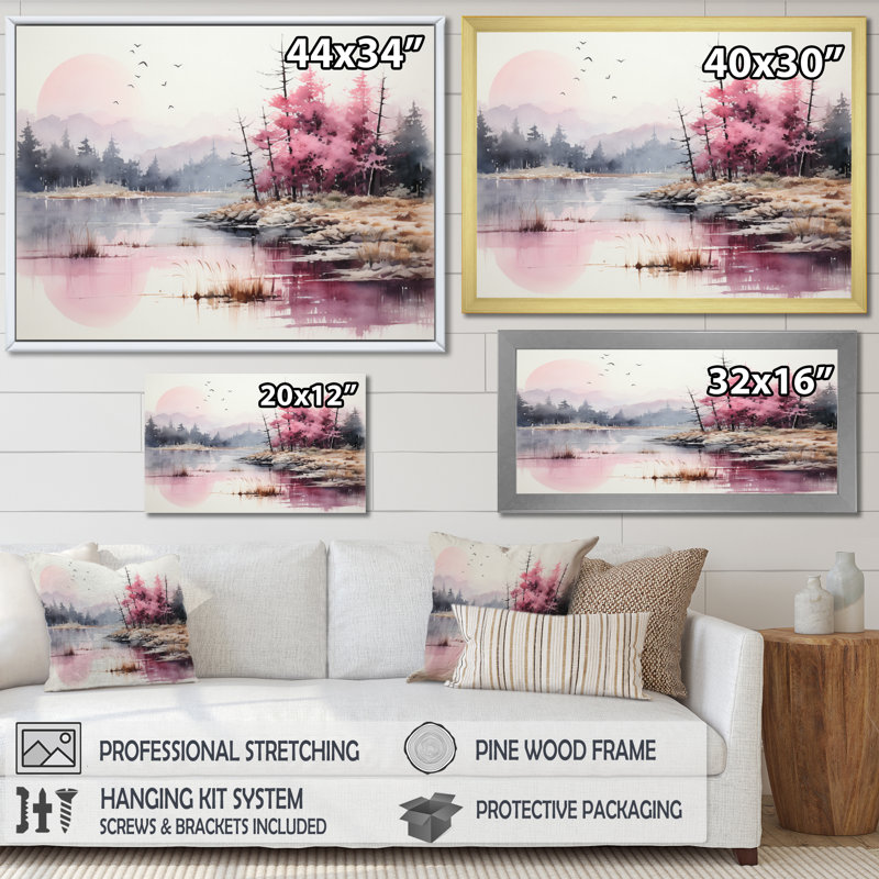 «Tranquil Forest Oasis II», reproduction sur toile, H 16 po x l 32 po x P 1 po, Cadre simple argenté