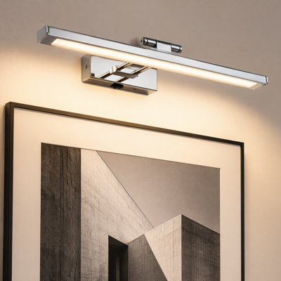 Lampe murale à DEL rechargeable chromée de 16 pouces, sans fil et magnétique, avec télécommande RF et minuterie