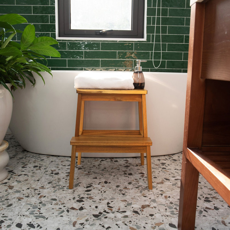 Wood Two Steps Stool Small Size Rectangle