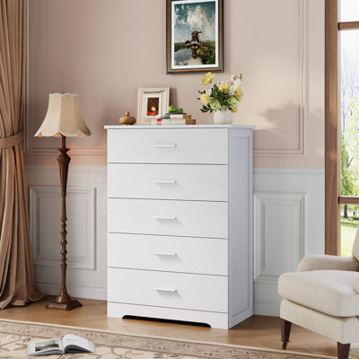 5 Drawer Chest 47in Dresser Metal Handles Modern Storage for Bedroom Hallway