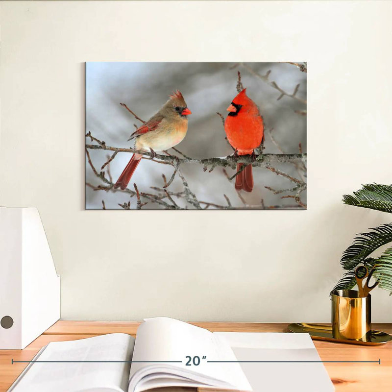 Cardinal Bird Couple, 8" H x 12" W