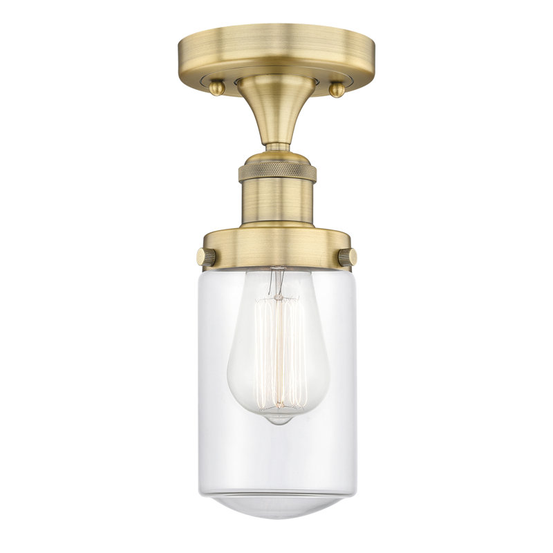 Plafonnier semi-encastré en verre Erkson, Laiton brossé, Transparent