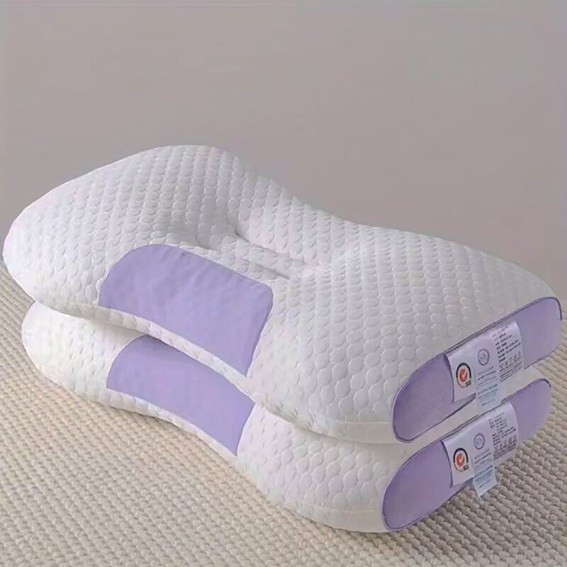 2 coussins de massage en coton tricoté 4 pièces - Mauve, Blanc/mauve