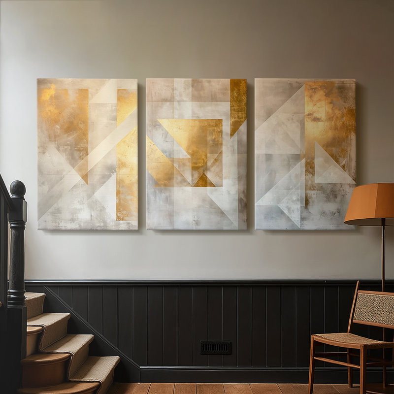 ABSTRACT Series CIX - Toile tendue sur mesure - 3 pièces, H 12 po x l 24 po