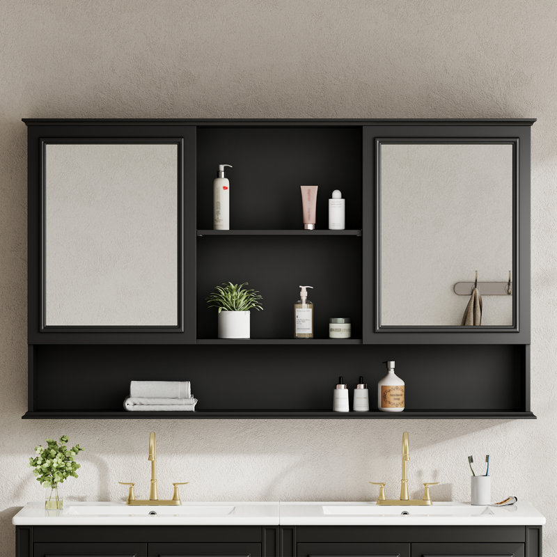 Grands armoires à pharmacie avec rangement, fixation murale moderne en bois MDF pour la maison