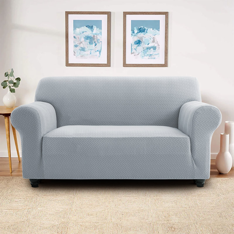 High Quality Stretchable Spandex Sofa Cover , 179cm H x 224cm W x 9cm D, Silver