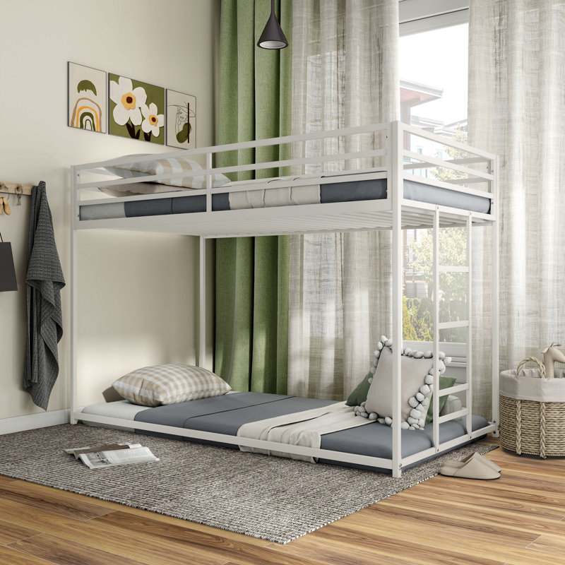Axen Modern Twin Over Twin Metal Bunk Bed, White