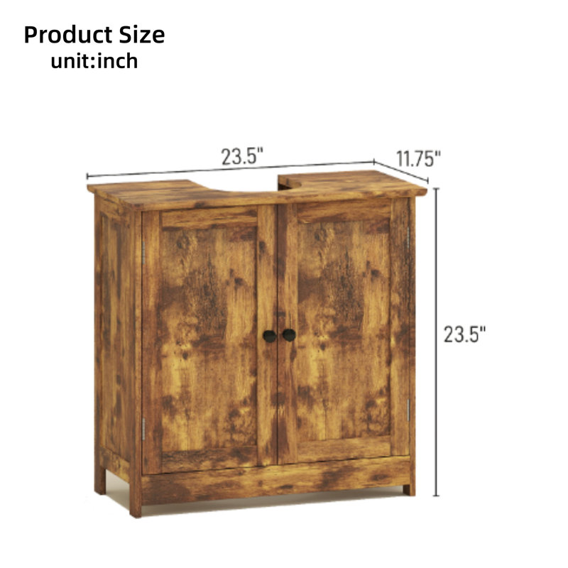 Meuble-lavabo de salle de bain, meuble de salle de bain sous-lavabo, fixé à la base ou au mur, brun rustique (lavabo non inclus)