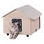 Elevated Heated Cat House Kitty Shelter with Heated Pad Brown Middle
