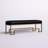 Pangea Home Declan Laurence Modern Upholstered 54" Bench with Gold or Silver Metal Steel legs – Elegant Accent Seating for Bedroom, Entryway, Kitchen, Office, Waiting Rooms, or Living Room - Black Bench with Brass Legs-1225459528-1231584573