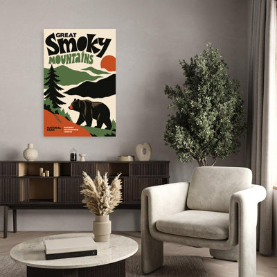 «Great Smoky Mountains Bear», reproduction d'art rétro de paysage d'ours rétro