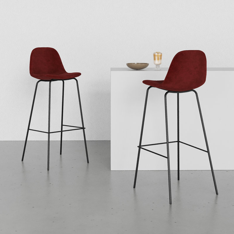 Tabouret de bar et de comptoir Kinlaw, Tabouret de bar (siège d’une hauteur de 30,5 po, Velours Bella Claret Performance
