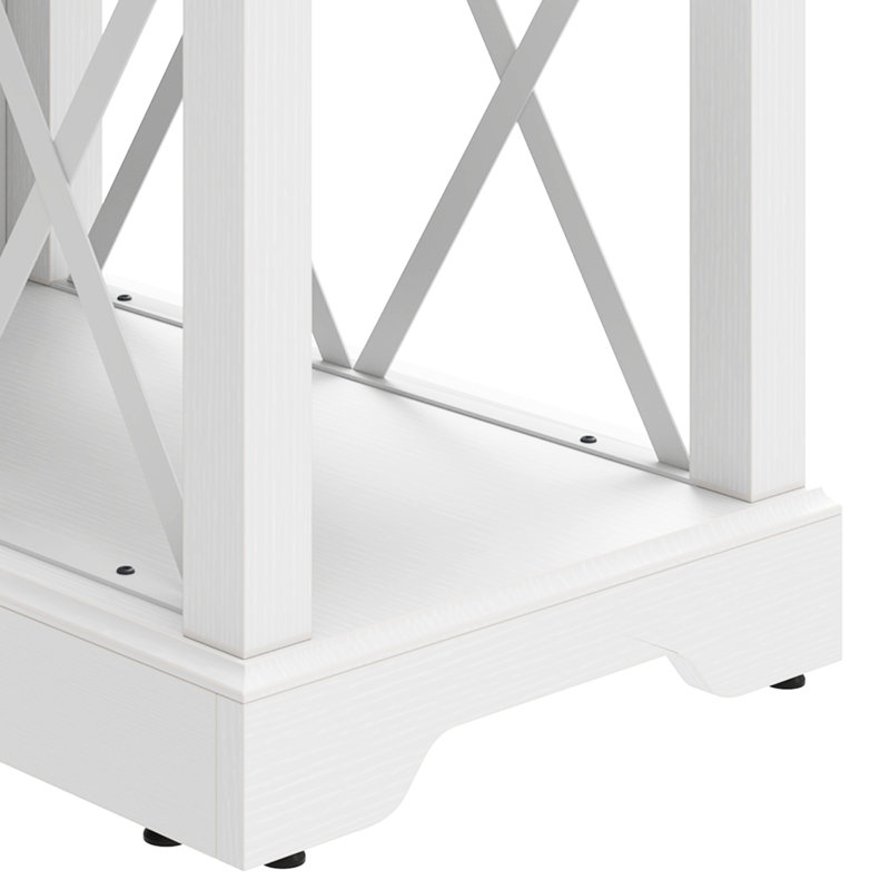 25.9''H Farmhouse End Table With Power Outlets, White/Brown