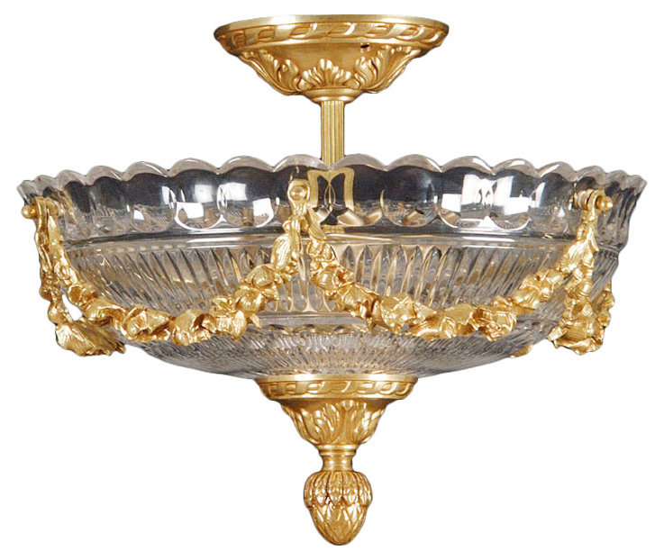 Degnan Semi Flush Mount, Antique French Gold