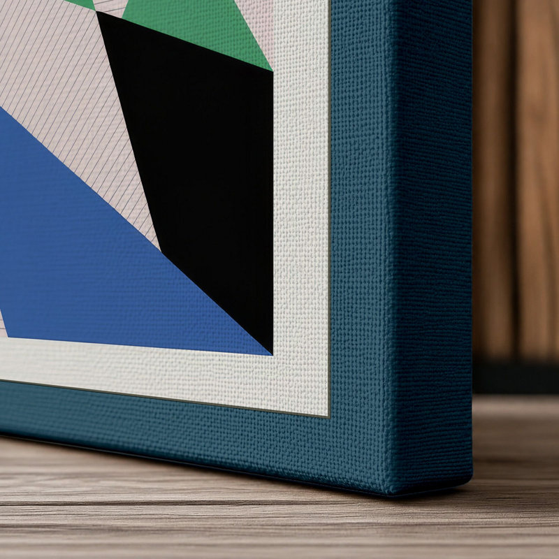 Angular Forms Geometric - Wrapped Canvas, 36x24 - 91.4 x 61.0 cm, Teal Border